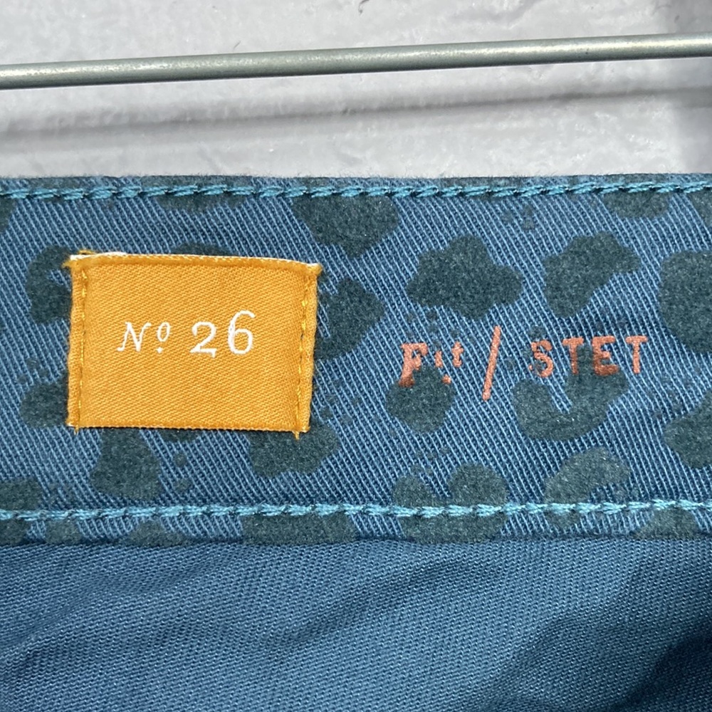 Pilcro And The Letterpress Blue Velvet Leopard Print Pants Women's Size … - Picture 10 of 16
